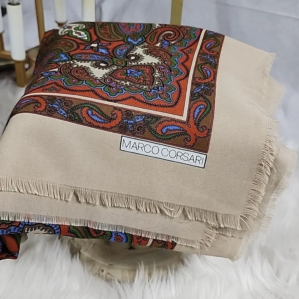 Italian Marco Corsari Square Scarf Eyelash Fringe